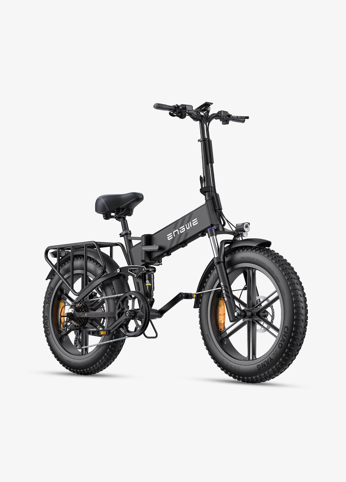 ENGWE Engine Pro 2.0 electric bike black foldable EU e-bike with fat tires and rear cargo rack