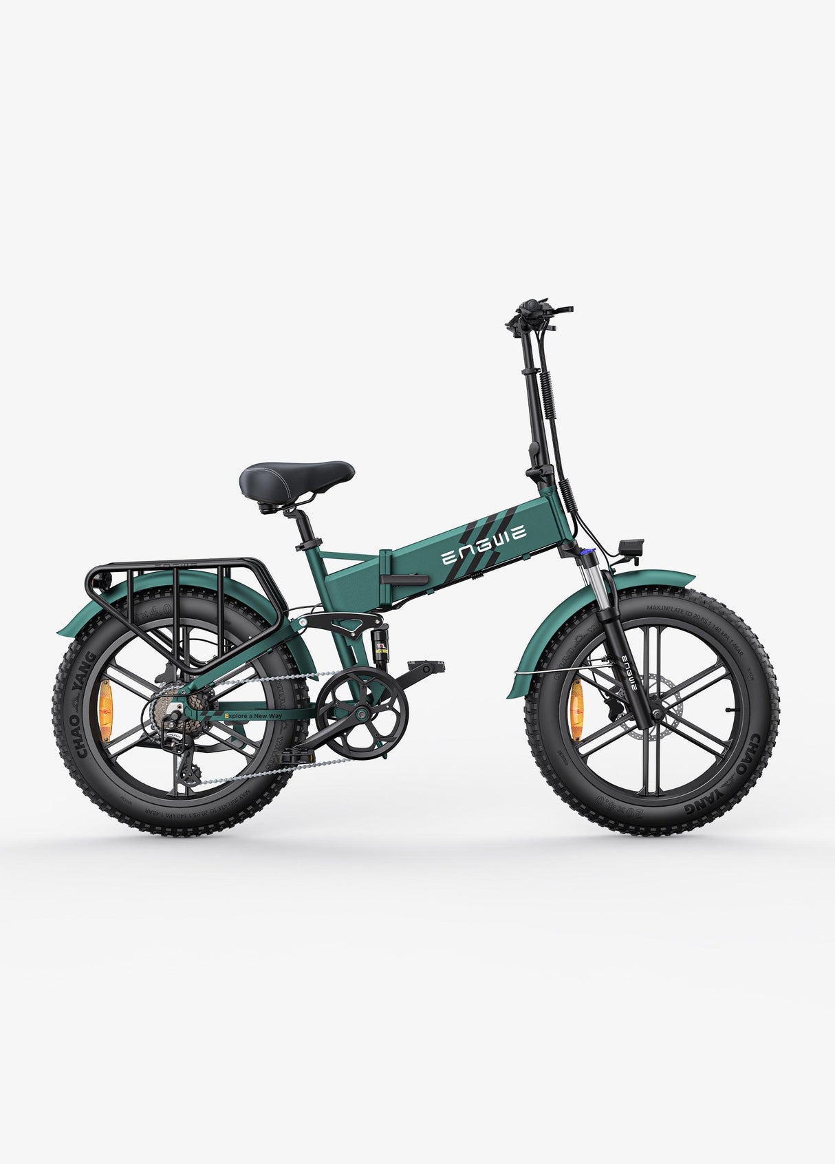 ENGWE Engine Pro 2.0 electric bike EU E-bike in green with foldable frame and fat tires