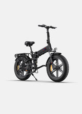 ENGWE Engine X electric bike black folding fat tire e bike with rear cargo rack and front suspension
