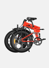 ENGWE Engine X electric bike folded red fat tire e bike showing compact transport and folded frame