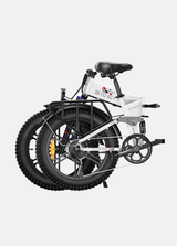 ENGWE foldable white ebike folded compact with fat tires rear rack suspension and chain Engine X electric bike for urban commuting