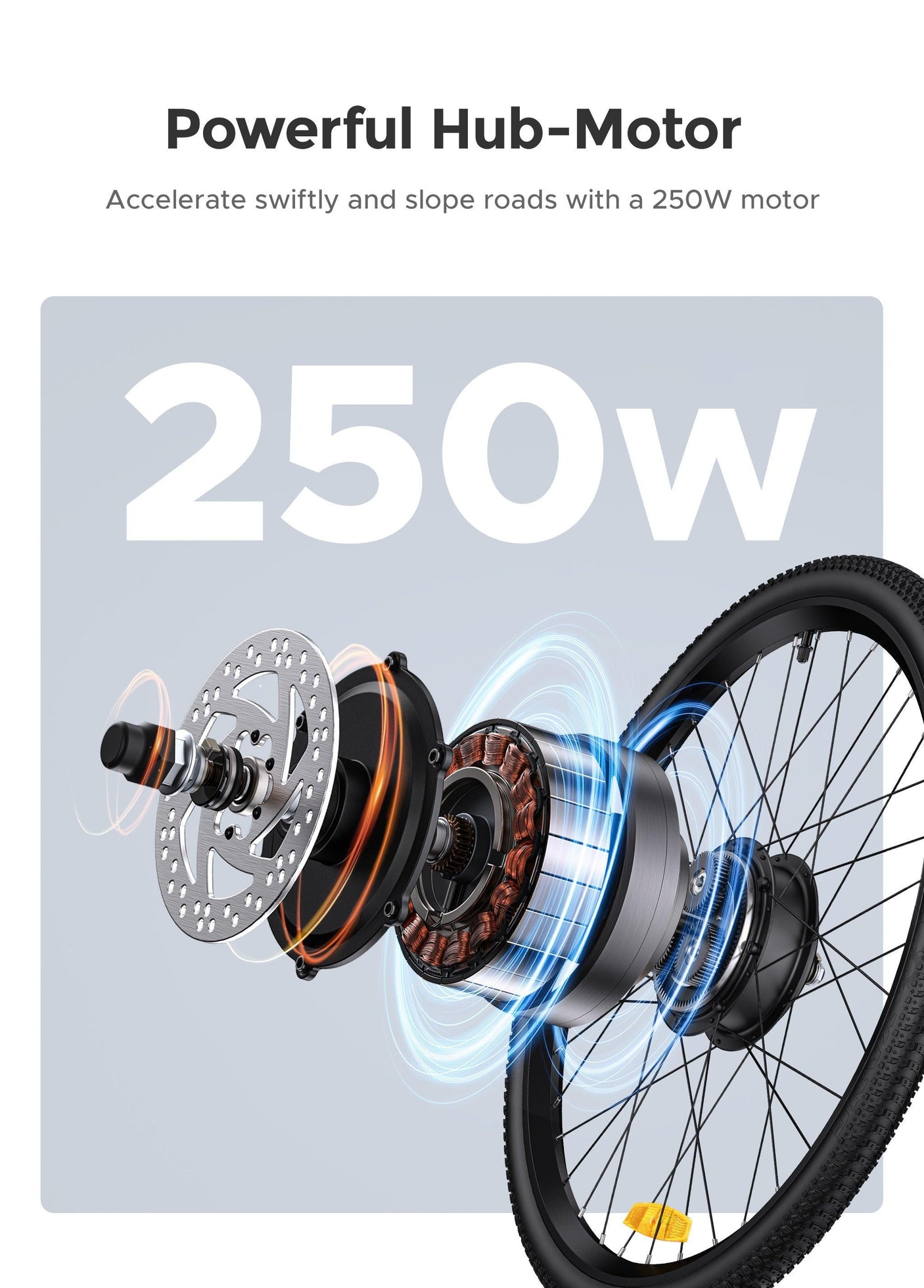 Powerful hub motor of the P26 Combo electric bike with 250W capacity for swift acceleration