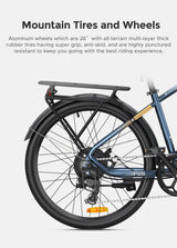 P26 Combo electric bike featuring 26-inch mountain tires with super grip and puncture resistance