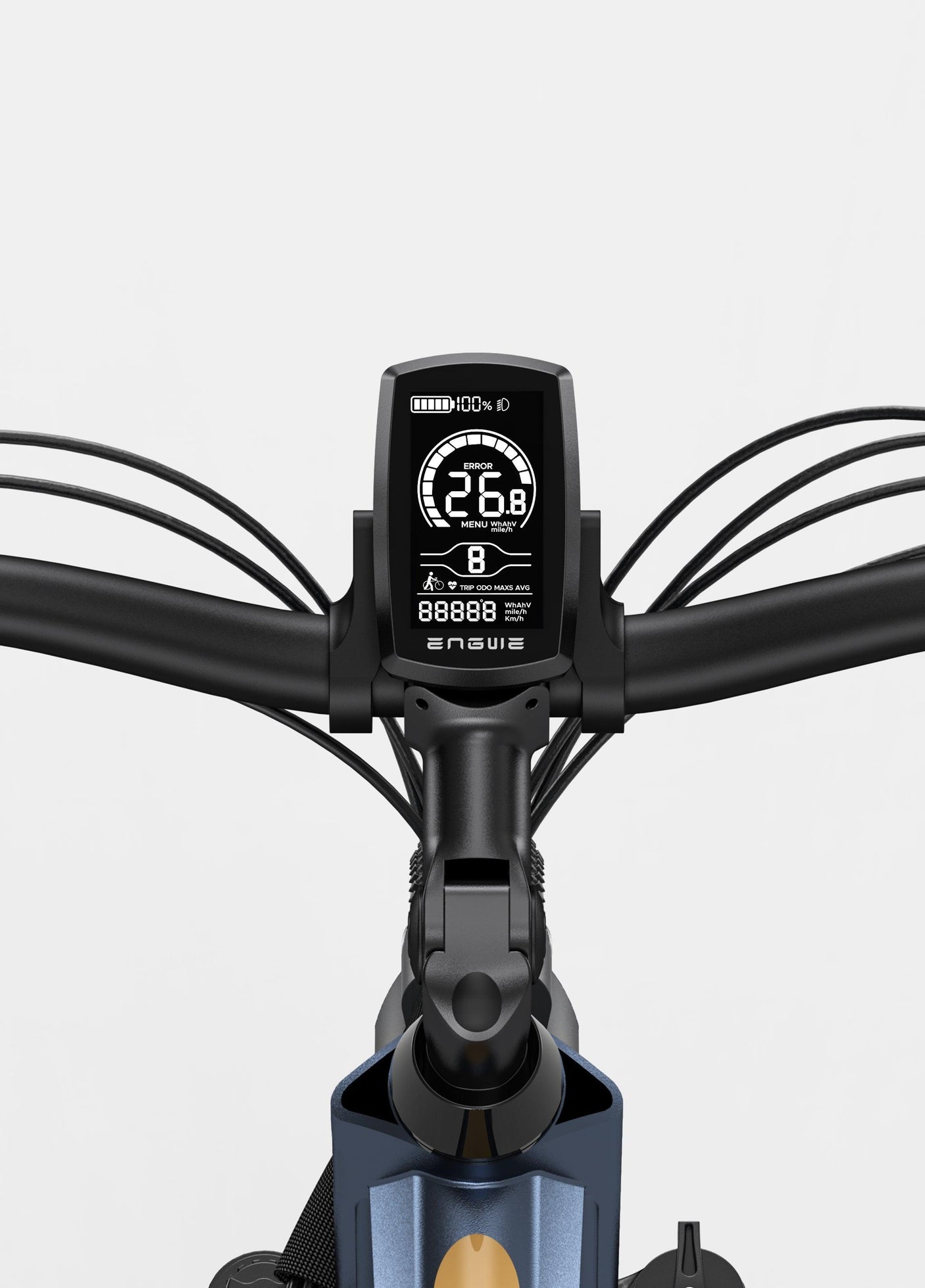 Engwe P26 Combo electric bike display with speed and battery life indicators
