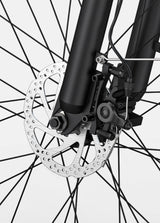 Close-up of the disc brake system on the P26 Combo electric bike for optimal stopping power