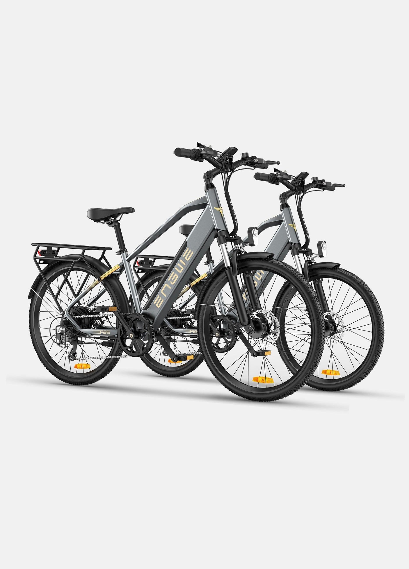 Engwe P26 Combo electric bike in gray, featuring a sleek frame and durable tires for city riding