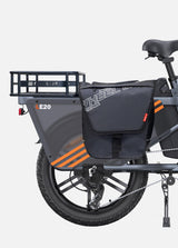 LE20 rear pannier bag attached to a bicycle with a black design for convenient storage